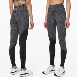 Lululemon Speed Wunder‎ Tight *Asym Free Spirit Ice Grey Black/Black Size 6